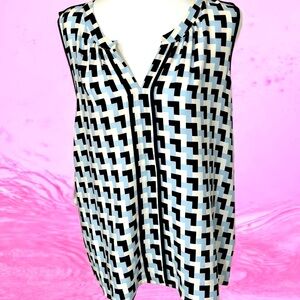 Calvin Klein Geometric Black and White Sleeveless Top. NWOT